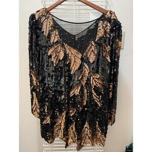 Medium Vintage Lillie Rubin Luxury Hand-beaded Silk Top